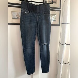 GAP Maternity Under Belly Stretch Waist Band Distressed Skinny Jeans Denim 28L